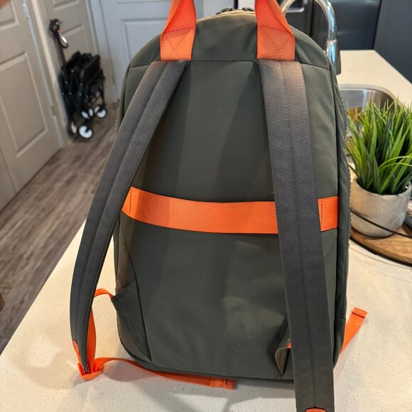 Lululemon All Day Essentials Grey Sage Orange Frappe Water Repellent Backpack - Picture 2 of 9